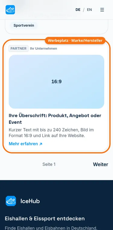 Organisationsverzeichnis mit markiertem Partnerplatz (Mobil)